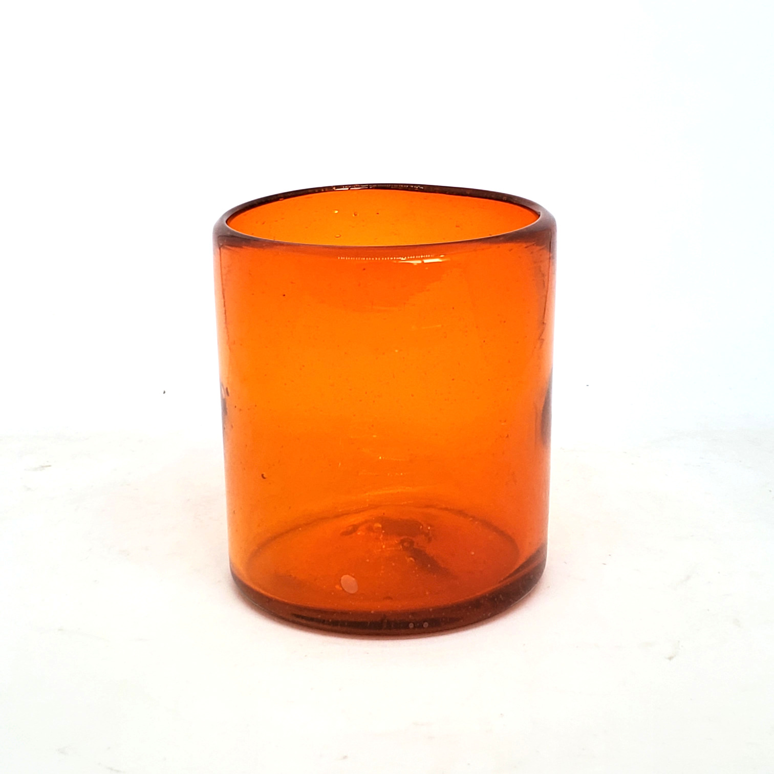 VIDRIO SOPLADO / Vasos chicos 9 oz color Naranja Sólido (set de 6)